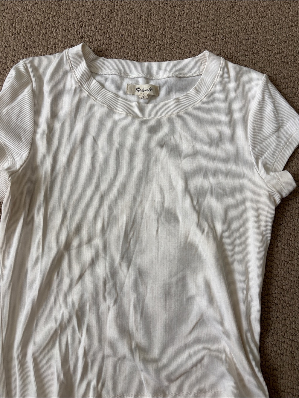 Madewell Cream Ribbed Short Sleeve Tee